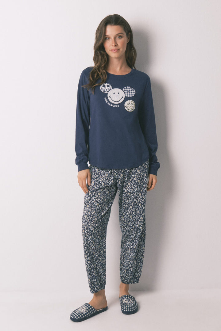 LONG SLEEVES LONG PANT PYJAMA - Navy