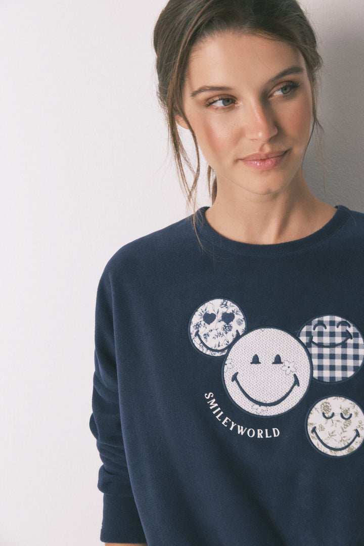 LONG SLEEVES LONG PANT PYJAMA - Navy