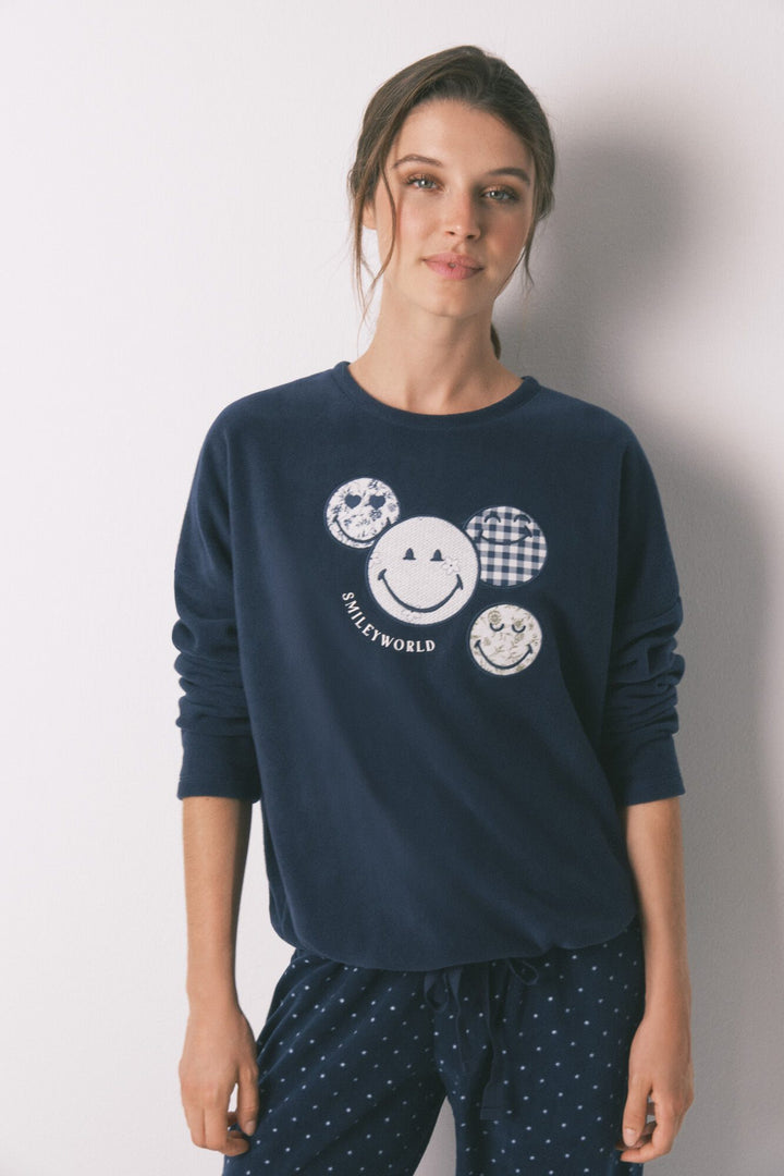 LONG SLEEVES LONG PANT PYJAMA - Navy