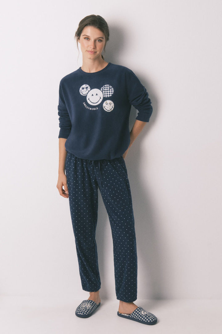 LONG SLEEVES LONG PANT PYJAMA - Navy