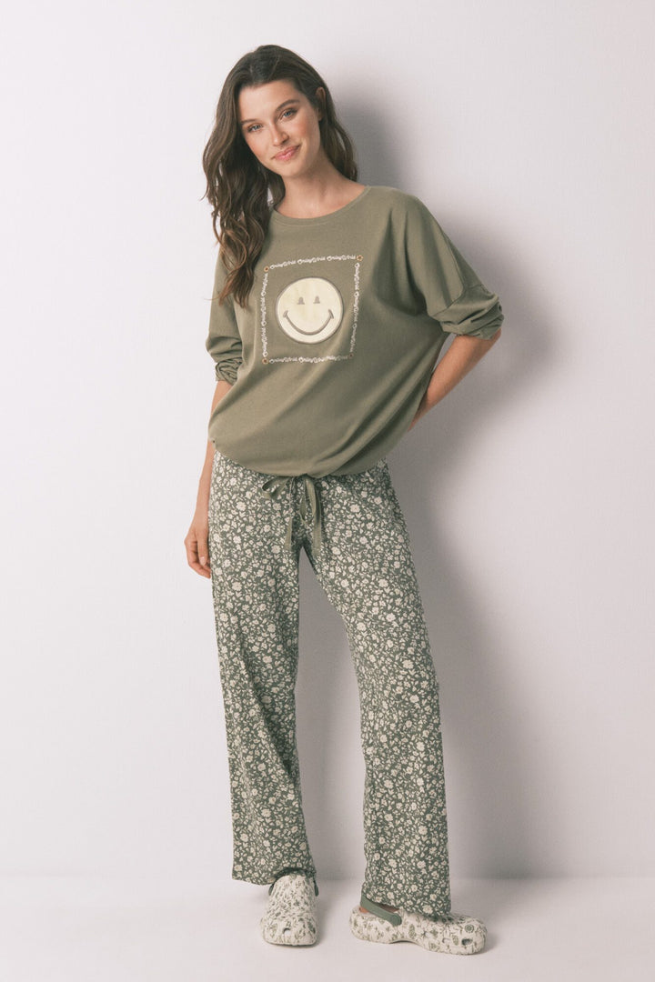 LONG SLEEVES LONG PANT PYJAMA - Dark Khaki