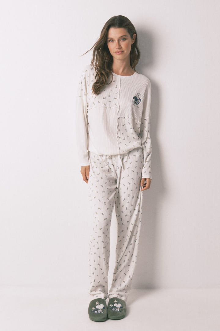 LONG SLEEVES LONG PANT PYJAMA - Ivory