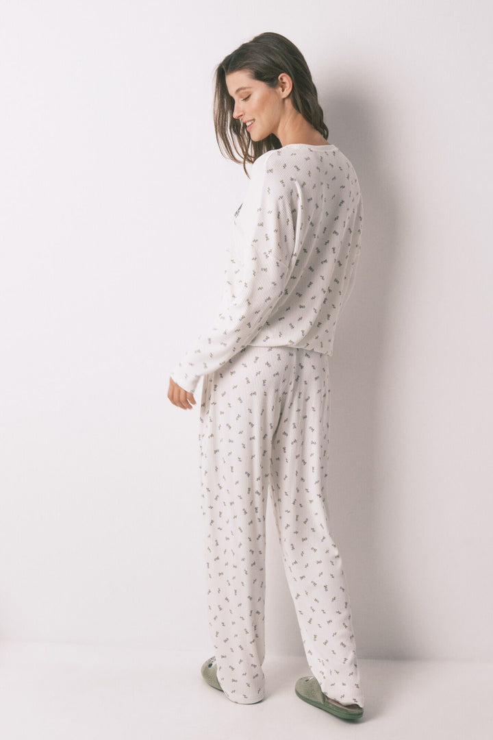 LONG SLEEVES LONG PANT PYJAMA - Ivory