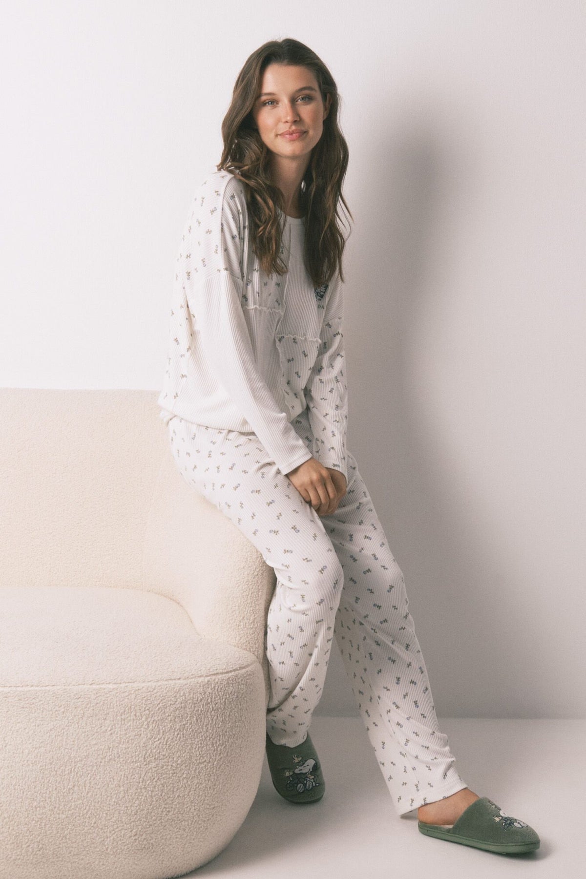 LONG SLEEVES LONG PANT PYJAMA - Ivory