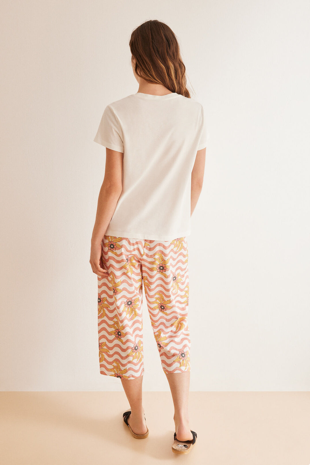 100% Cotton ivory Minnie capri pyjamas - Ivory