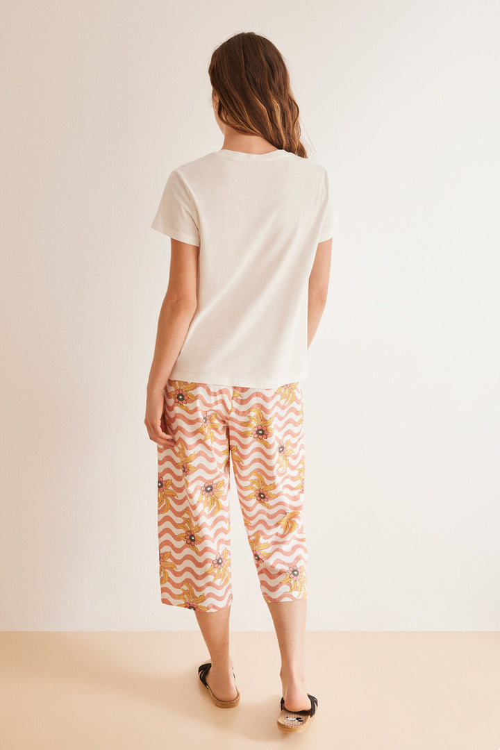 100% Cotton ivory Minnie capri pyjamas - Ivory