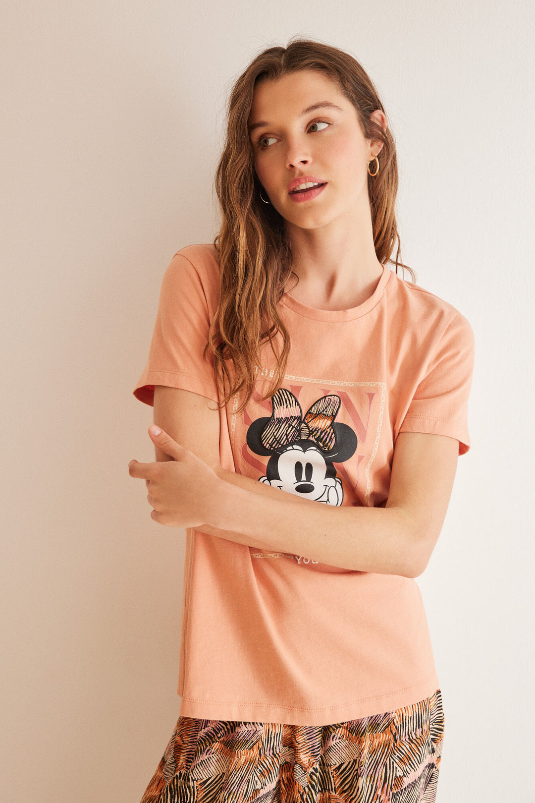 Long 100% cotton ochre Minnie pyjamas - Orange