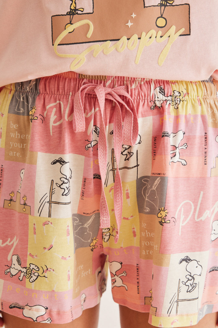 Short 100% cotton Snoopy “Always” pyjamas - Pink