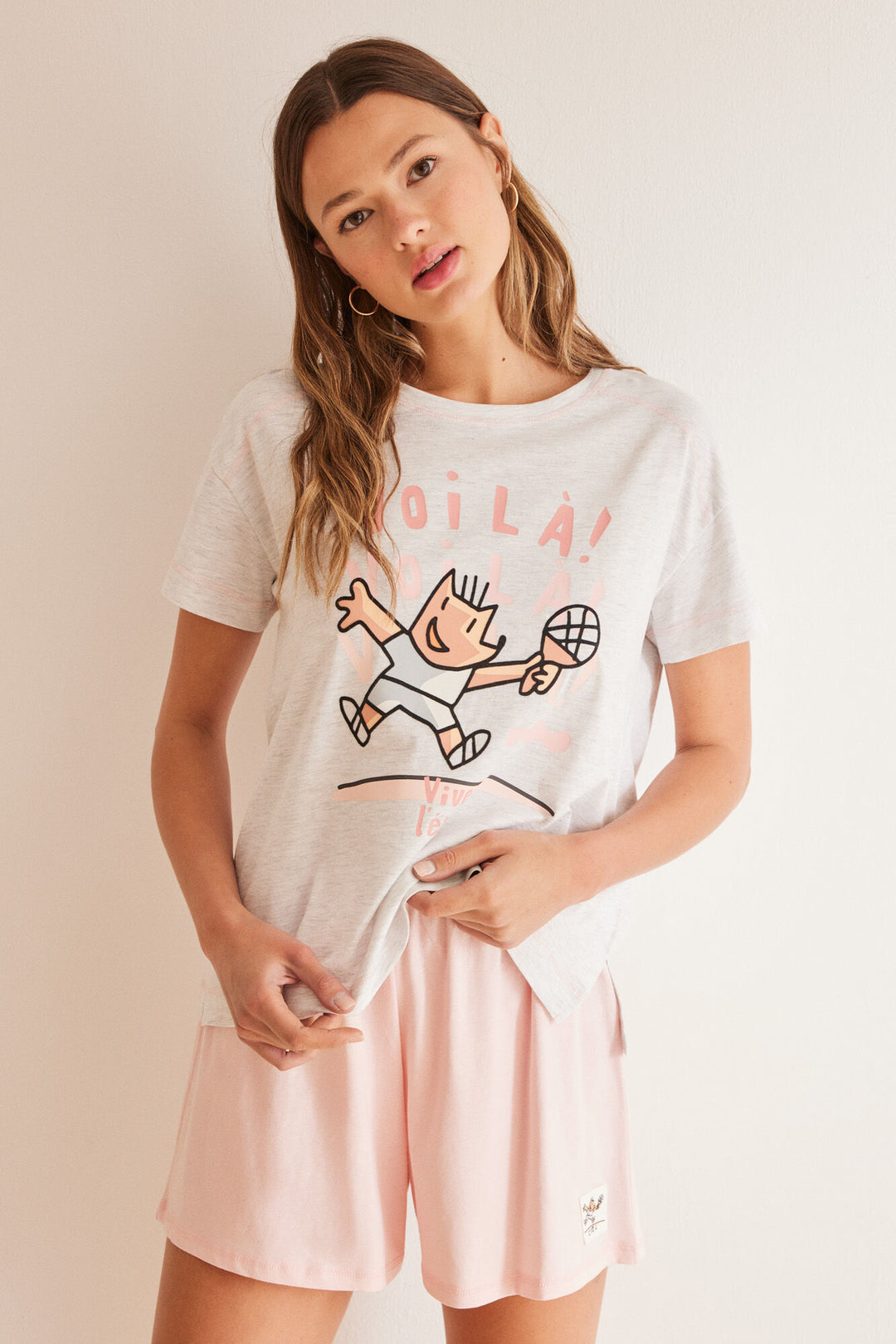 Short 100% cotton Gobi pyjamas - Light Grey Silver