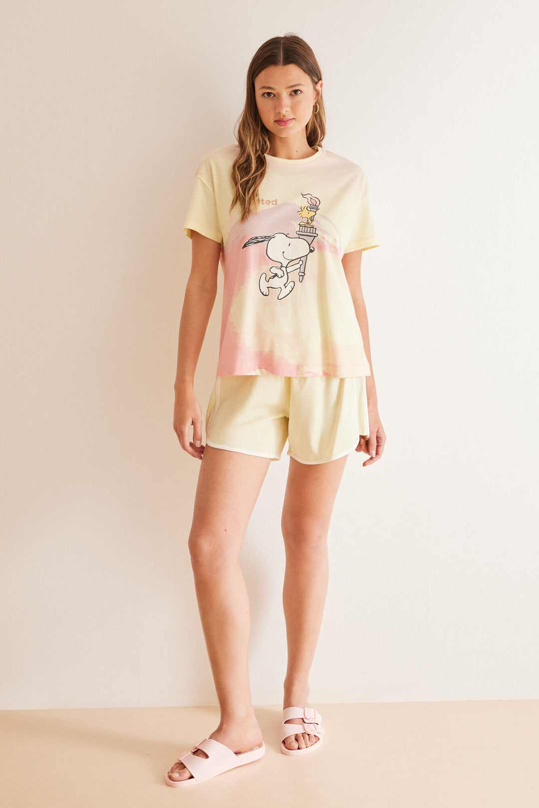 Short 100% cotton Snoopy pyjamas - Green Print
