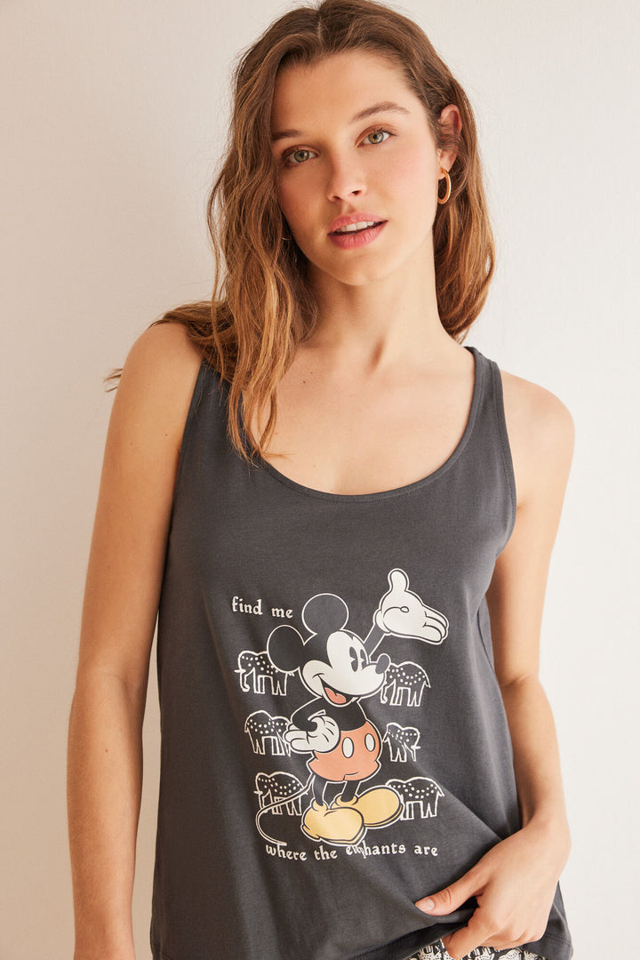 Short 100% cotton maringo Mickey pyjamas - Charcoal Grey