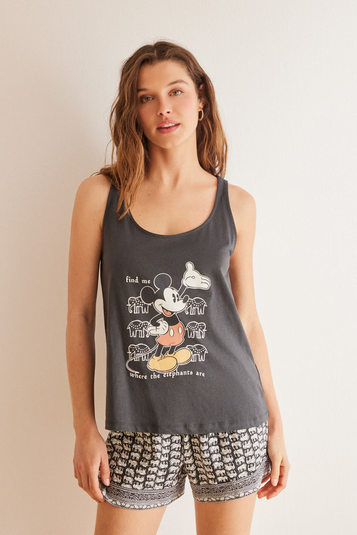 Short 100% cotton maringo Mickey pyjamas - Charcoal Grey