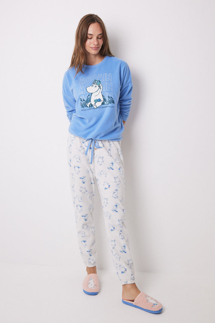 Moomin soft fleece long pyjamas - Medium Blue