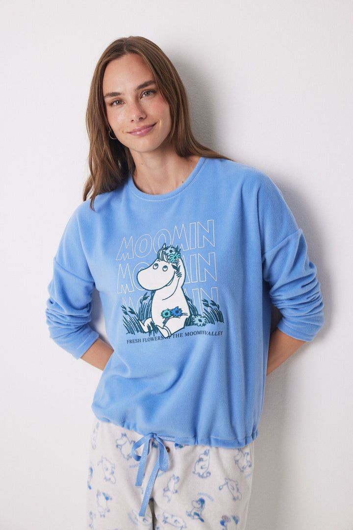 Moomin soft fleece long pyjamas - Medium Blue