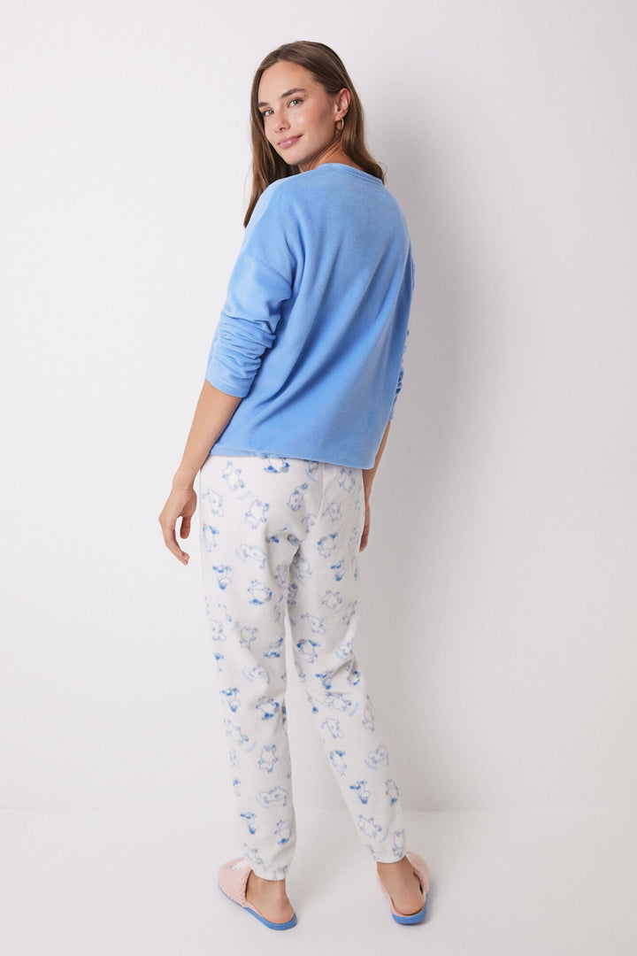 Moomin soft fleece long pyjamas - Medium Blue