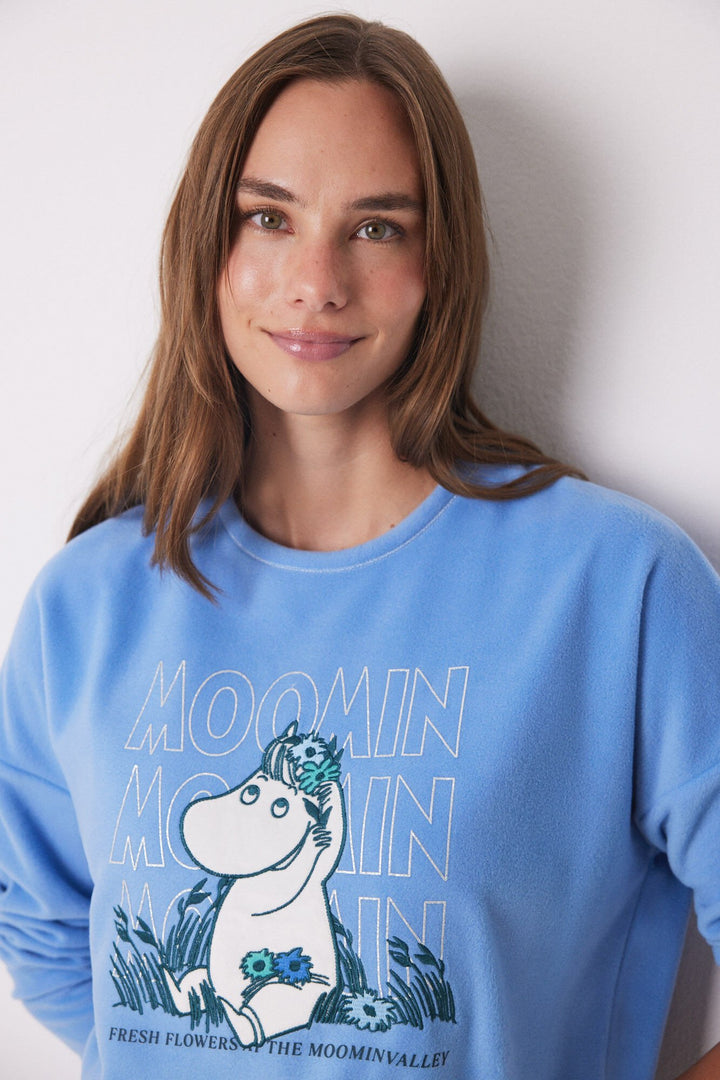 Moomin soft fleece long pyjamas - Medium Blue