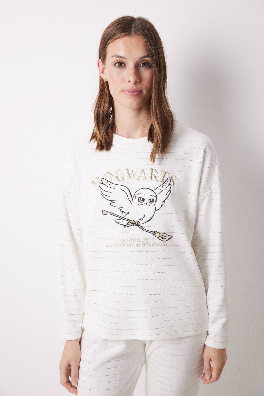 Hogwarts ivory velvet long pajamas - Ivory