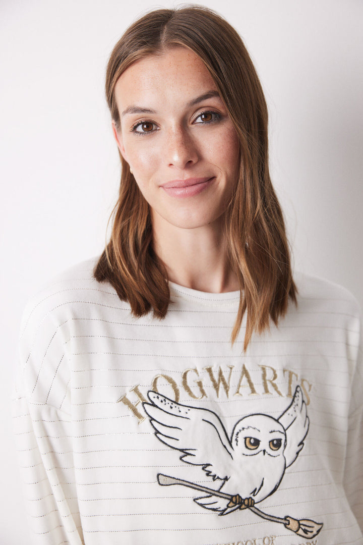 Hogwarts ivory velvet long pajamas - Ivory