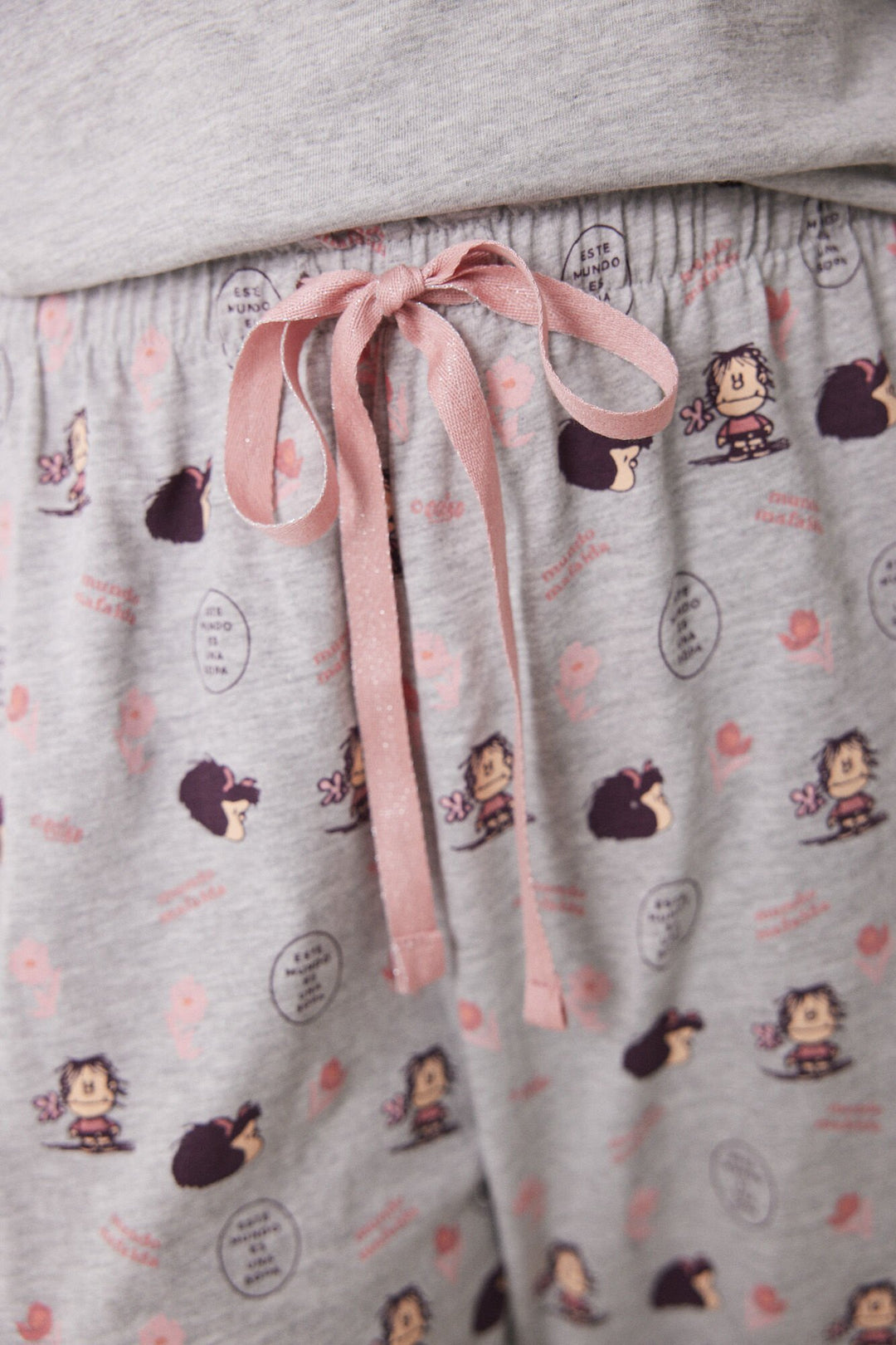 Mafalda grey 100% cotton long pajamas - Medium Grey