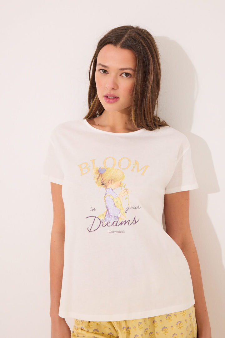 Short Sleeves Short Pant Pyjama - Ivory