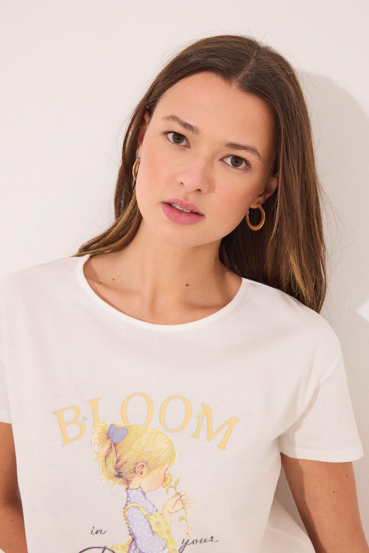 Short Sleeves Short Pant Pyjama - Ivory