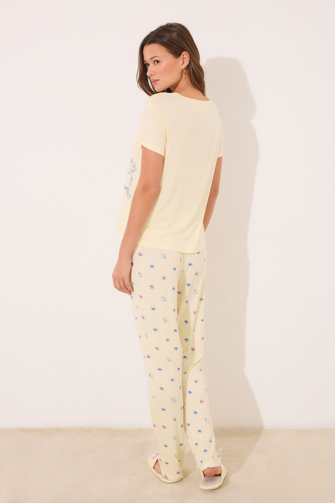 Short Sleeves Long Pant Pyjama - Yellow