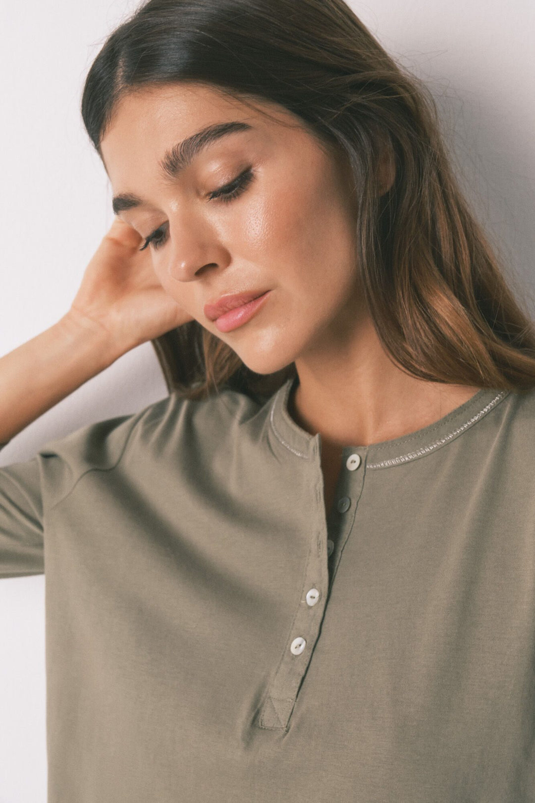 3/4 SLEEVES T SHIRT - Light Khaki