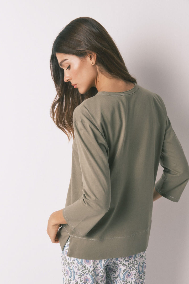 3/4 SLEEVES T SHIRT - Light Khaki