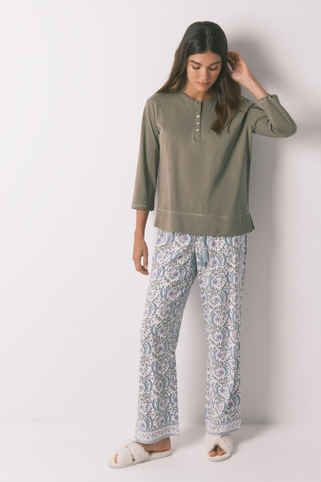 3/4 SLEEVES T SHIRT - Light Khaki