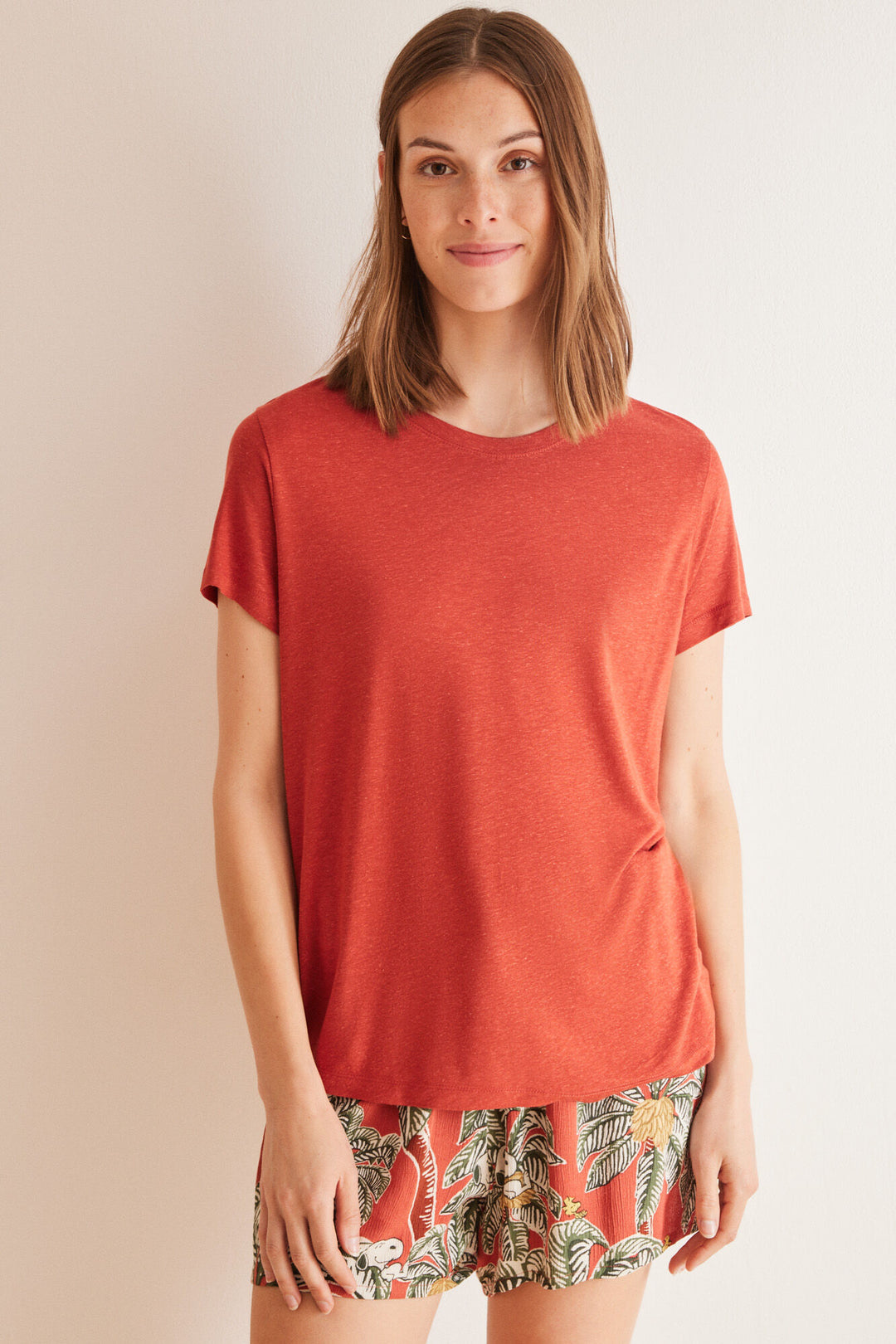 Red short-sleeved T-shirt - Orange
