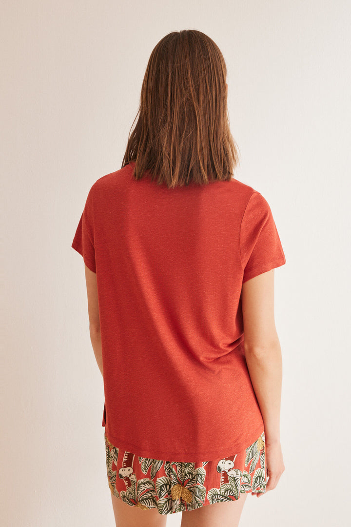 Red short-sleeved T-shirt - Orange