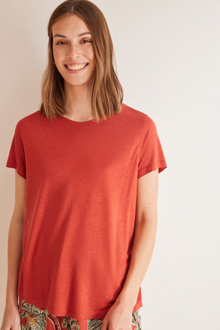 Red short-sleeved T-shirt - Orange