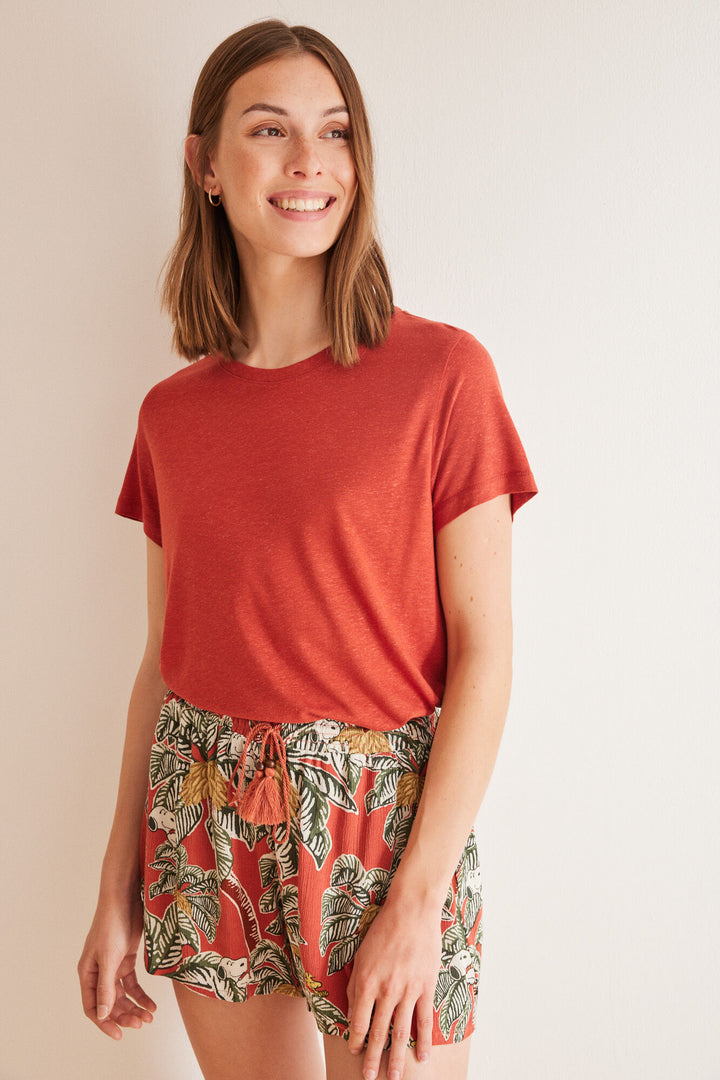 Red short-sleeved T-shirt - Orange