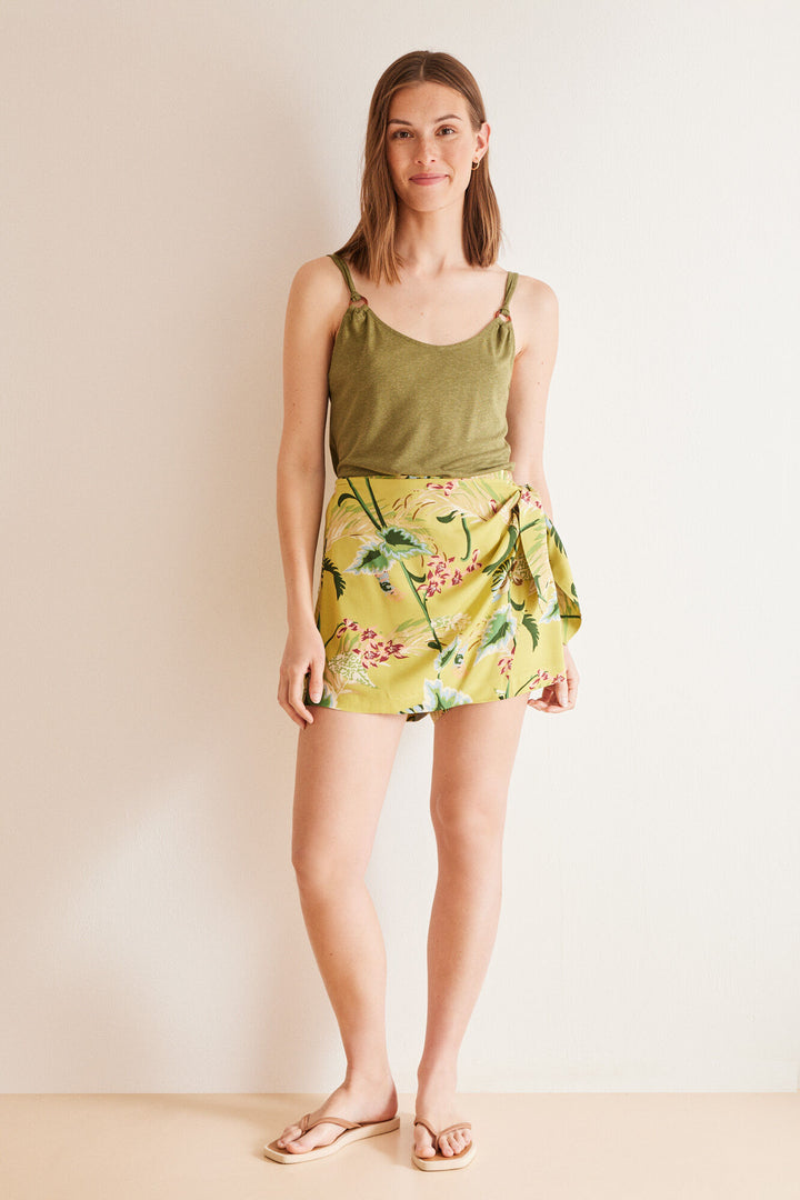 Linen khaki vest top - Dark Khaki