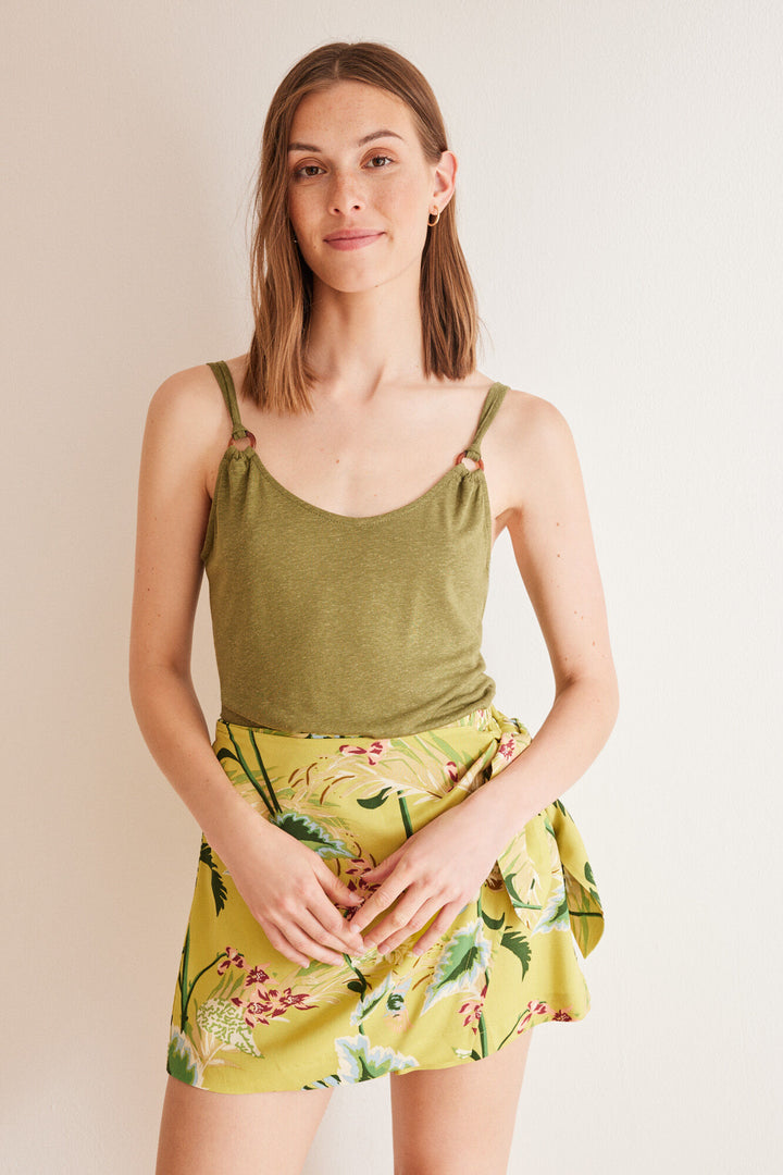Linen khaki vest top - Dark Khaki