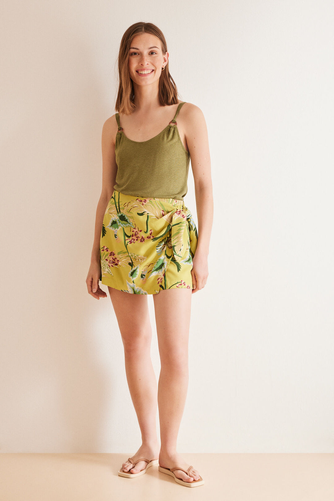 Linen khaki vest top - Dark Khaki