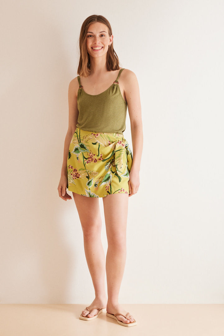 Linen khaki vest top - Dark Khaki