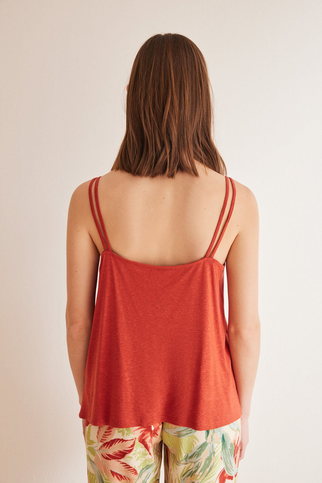 Orange linen vest top - Orange