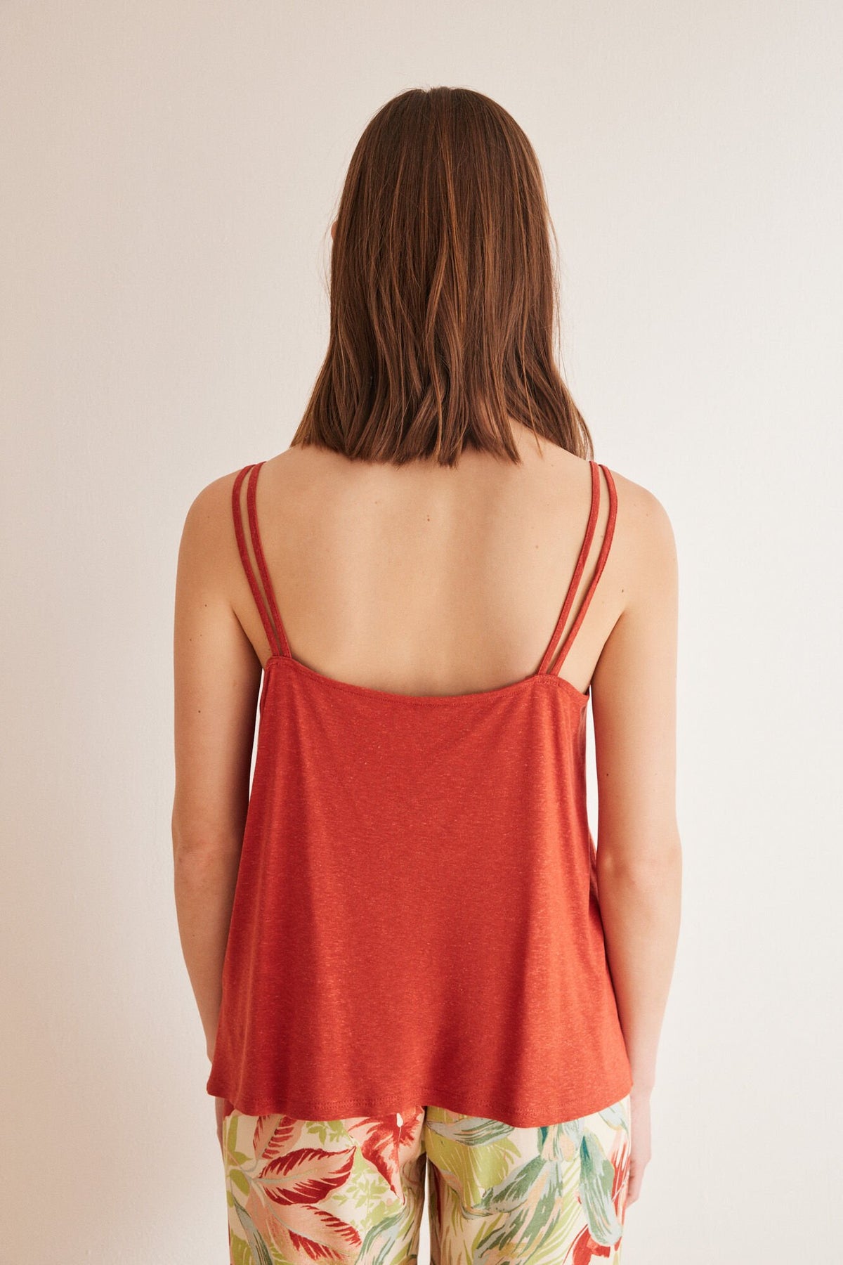 Orange linen vest top - Orange