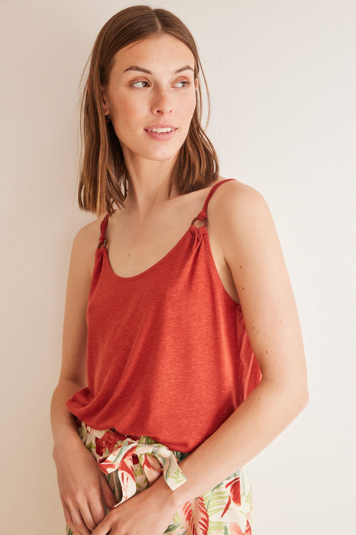 Orange linen vest top - Orange