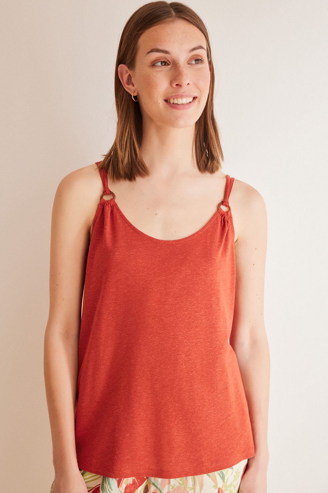 Orange linen vest top - Orange