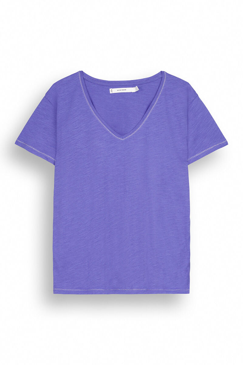 Blue slub 100% cotton T-shirt - Blue Print