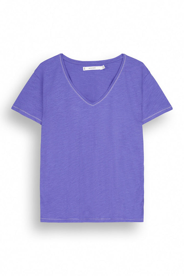 Blue slub 100% cotton T-shirt - Blue Print