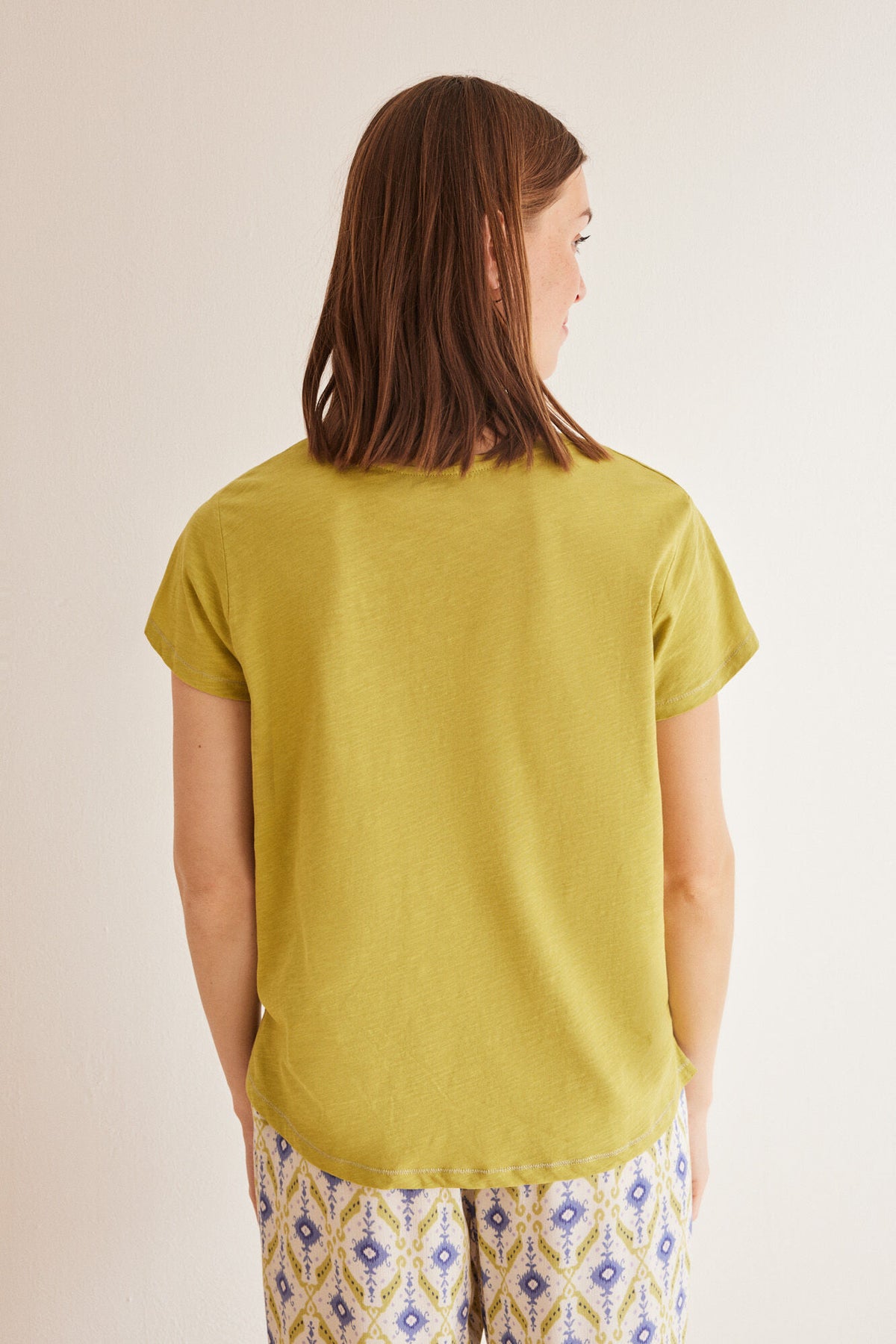 Green slub 100% cotton T-shirt - Light Khaki