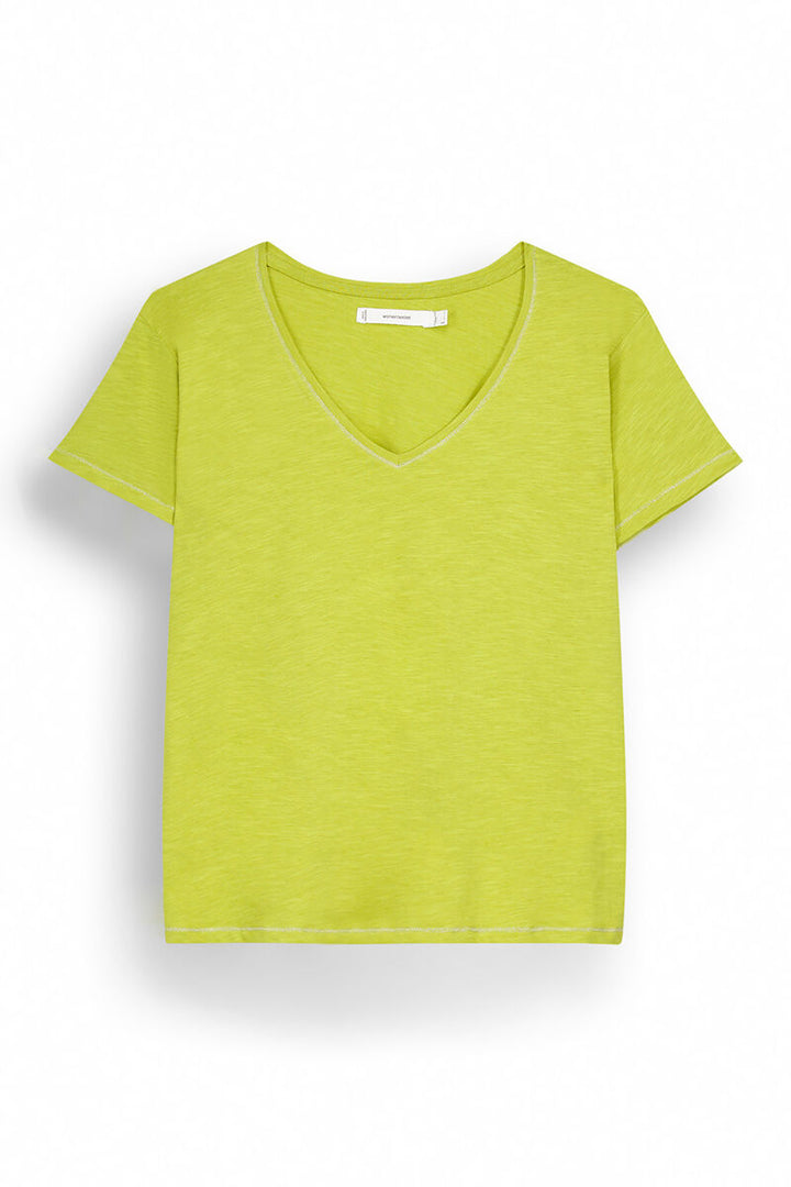 Green slub 100% cotton T-shirt - Light Khaki