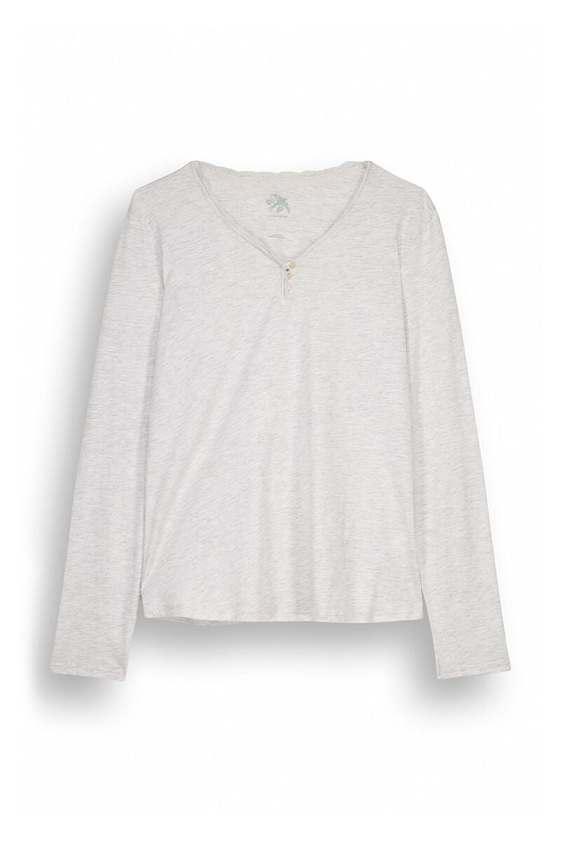Grey long-sleeved T-shirt in 100% cotton - Light Grey Silver