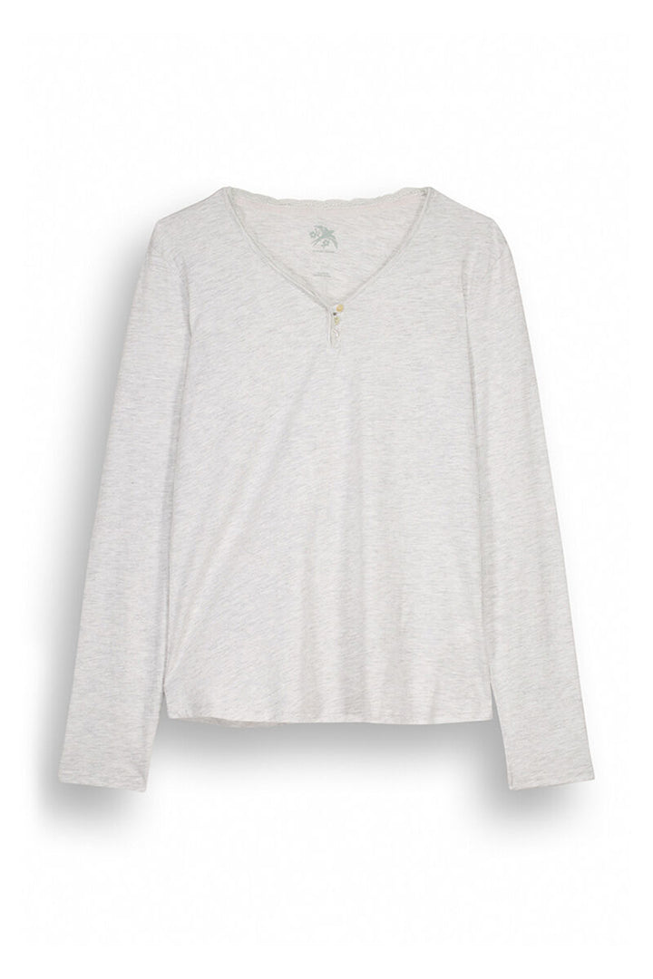 Grey long-sleeved T-shirt in 100% cotton - Light Grey Silver