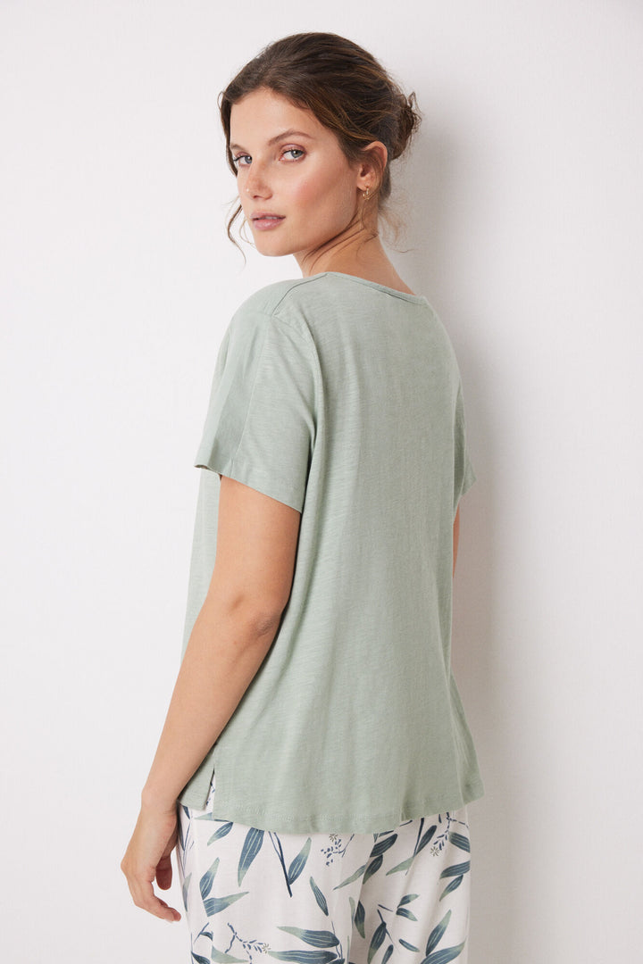 Green 100% cotton short-sleeved T-shirt - Green