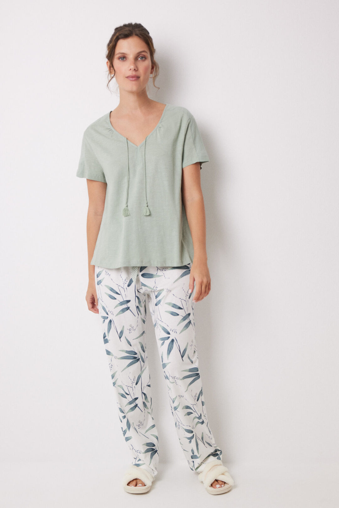 Green 100% cotton short-sleeved T-shirt - Green