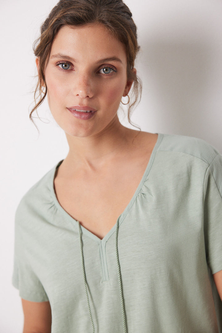 Green 100% cotton short-sleeved T-shirt - Green